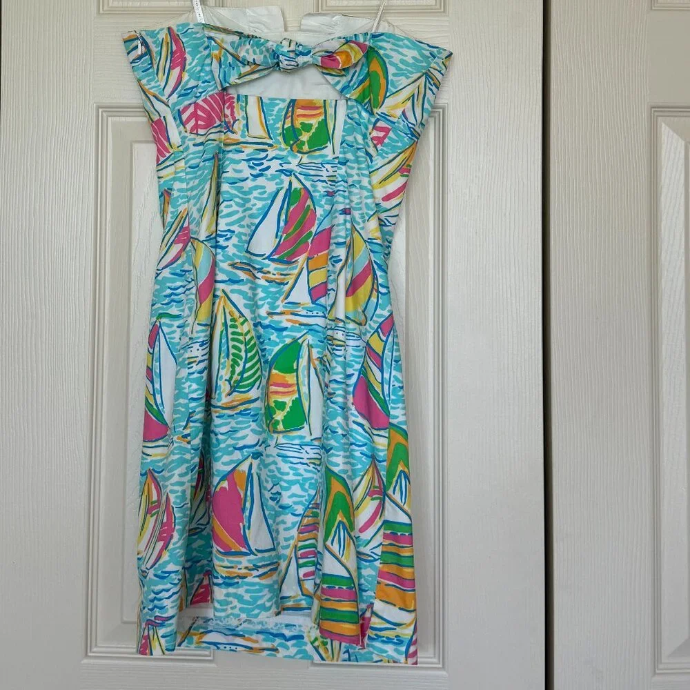 🎉HP🎉 Lilly Pulitzer Size 00 You Gotta Regatta Sailboats Strapless Franco Dress - Picture 3 of 16